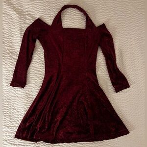 Elegant Burgundy Velvet Dress